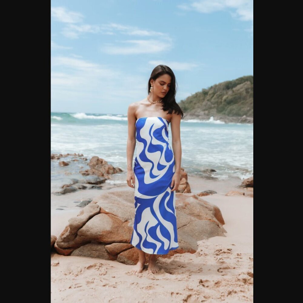 Petal & Pup Blue and White Midi Dress